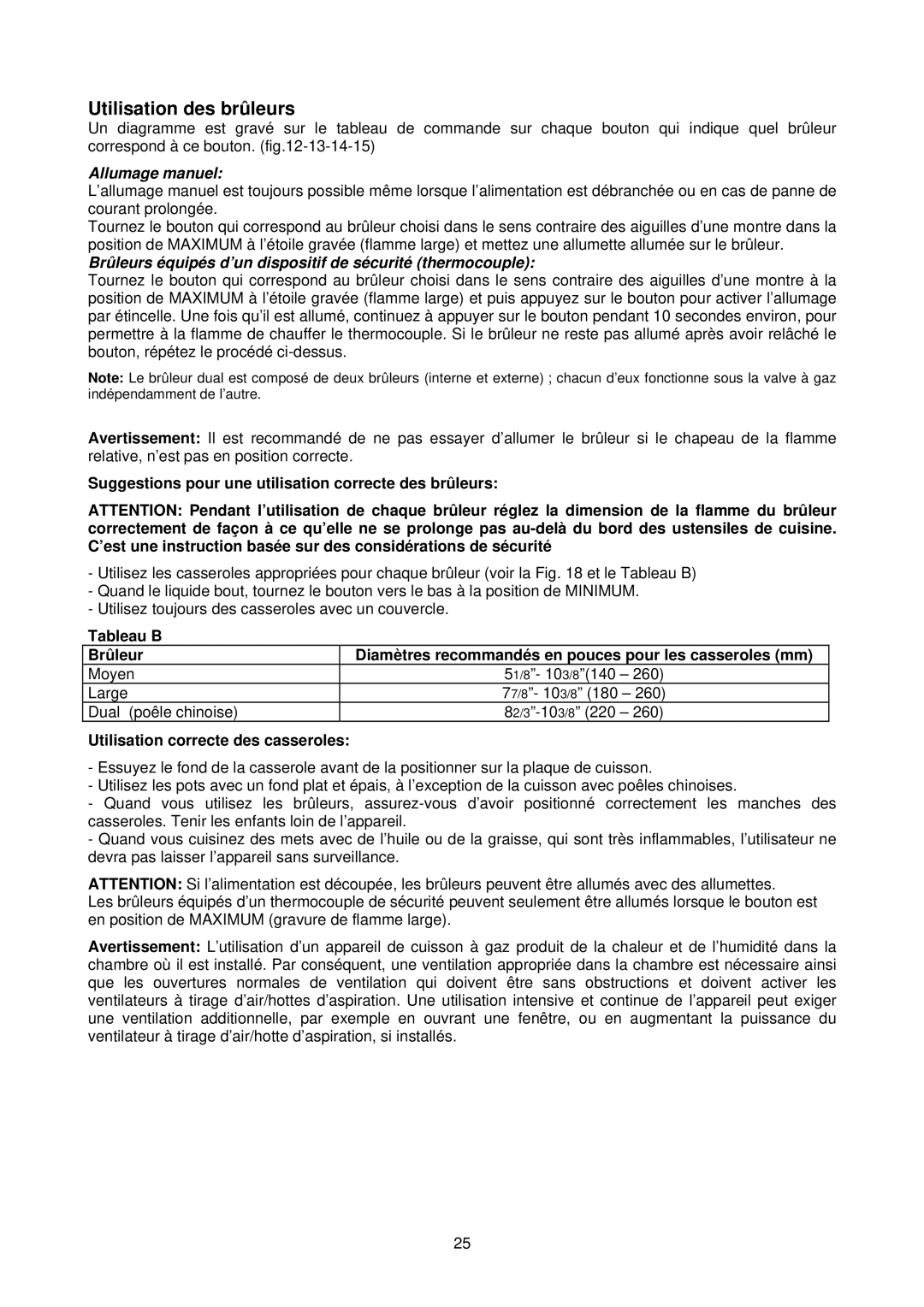 Bertazzoni PM363I0X, PMMN...D7X dimensions Utilisation des brûleurs, Suggestions pour une utilisation correcte des brûleurs 