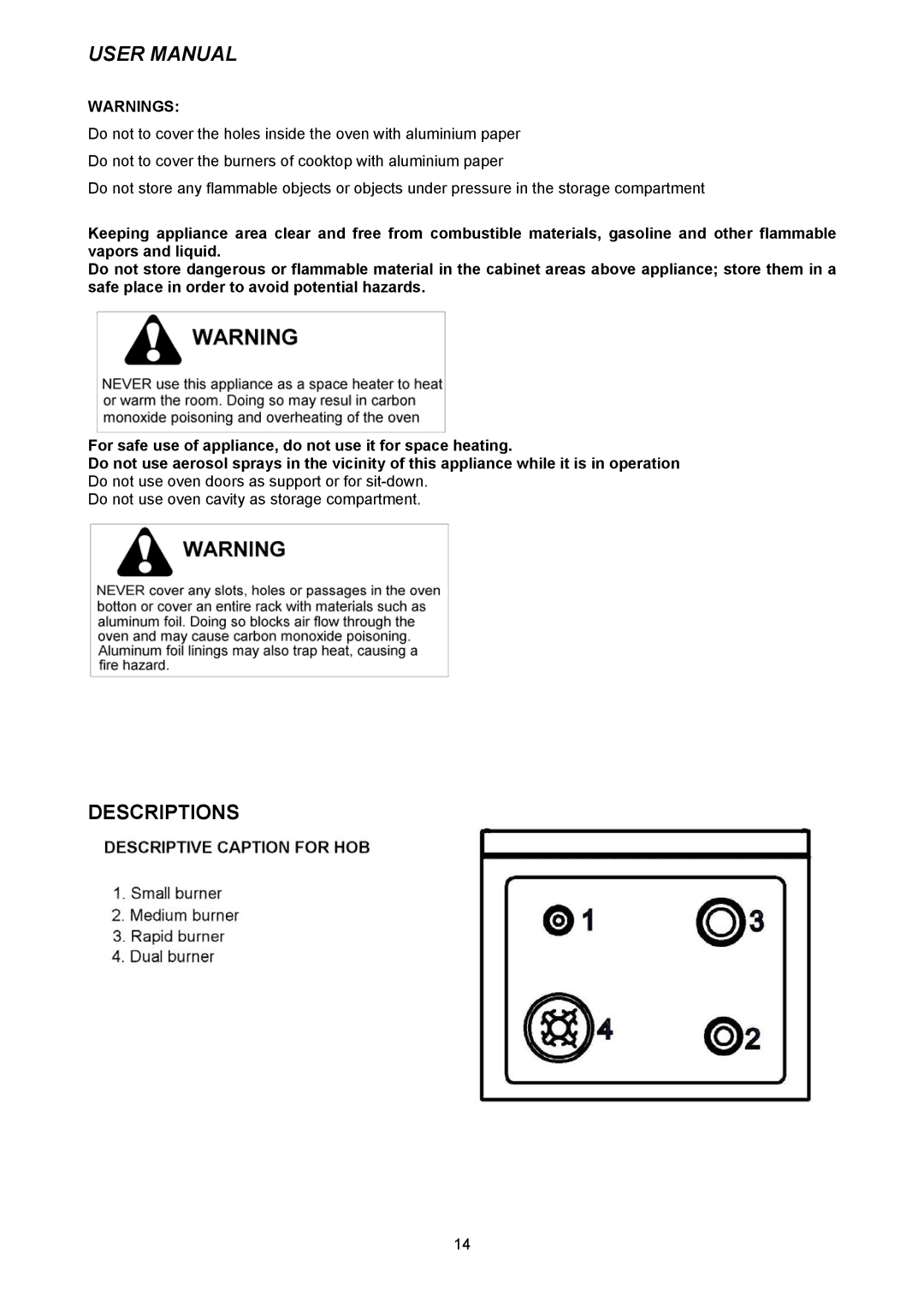 Bertazzoni X244GGVX dimensions Descriptions 