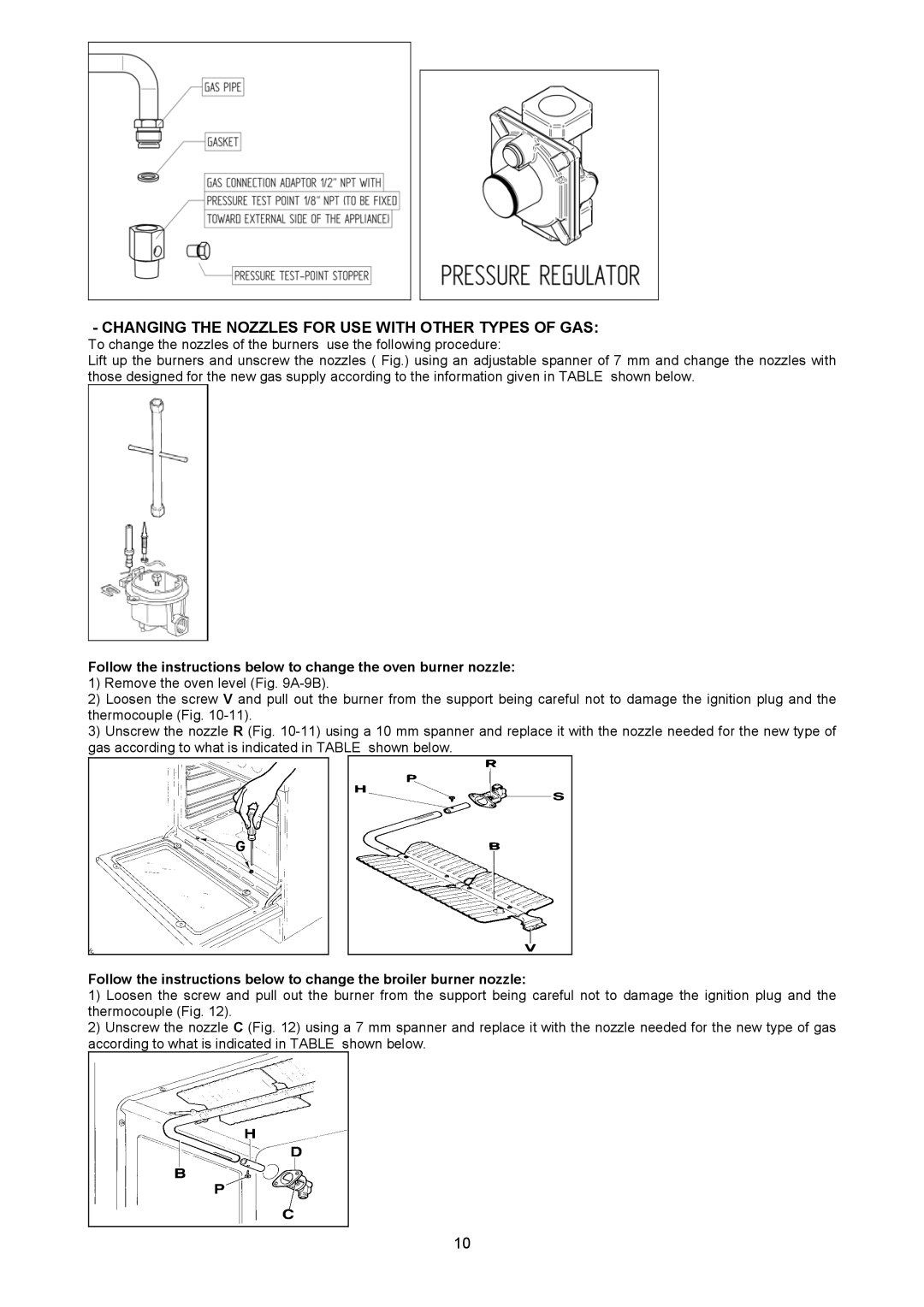 Bertazzoni X365GGVX (X36 5 00 X), X366GGVX (X36 6 00 X) manual Changing the Nozzles for USE with Other Types of GAS 