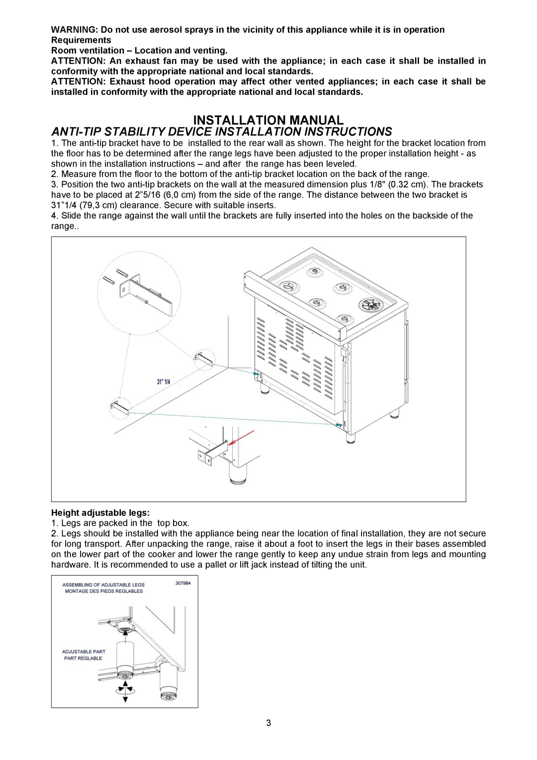 Bertazzoni X366GGVX (X36 6 00 X), X365GGVX (X36 5 00 X) manual Installation Manual 