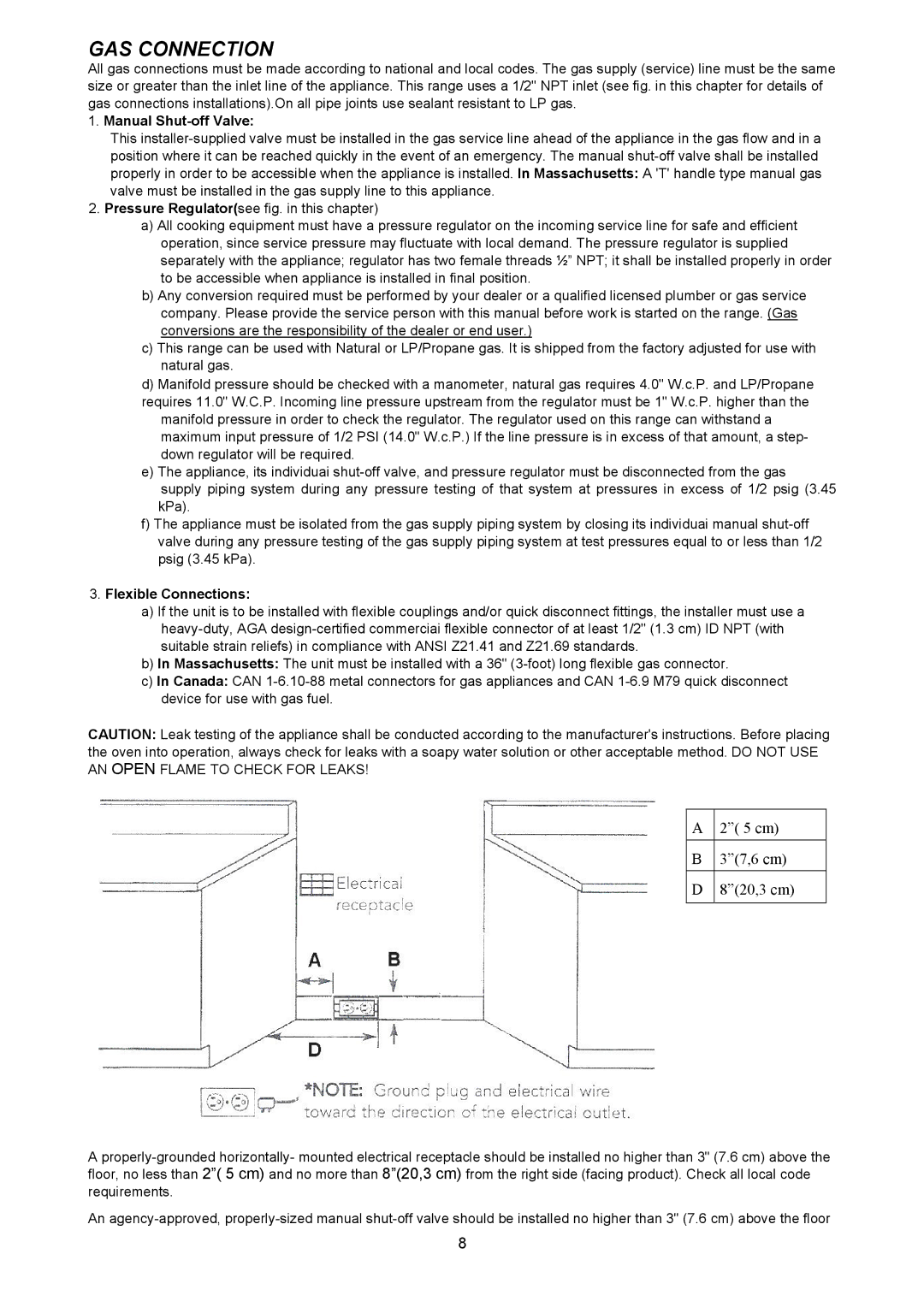 Bertazzoni X365GGVX (X36 5 00 X), X366GGVX (X36 6 00 X) manual GAS Connection, Manual Shut-off Valve 