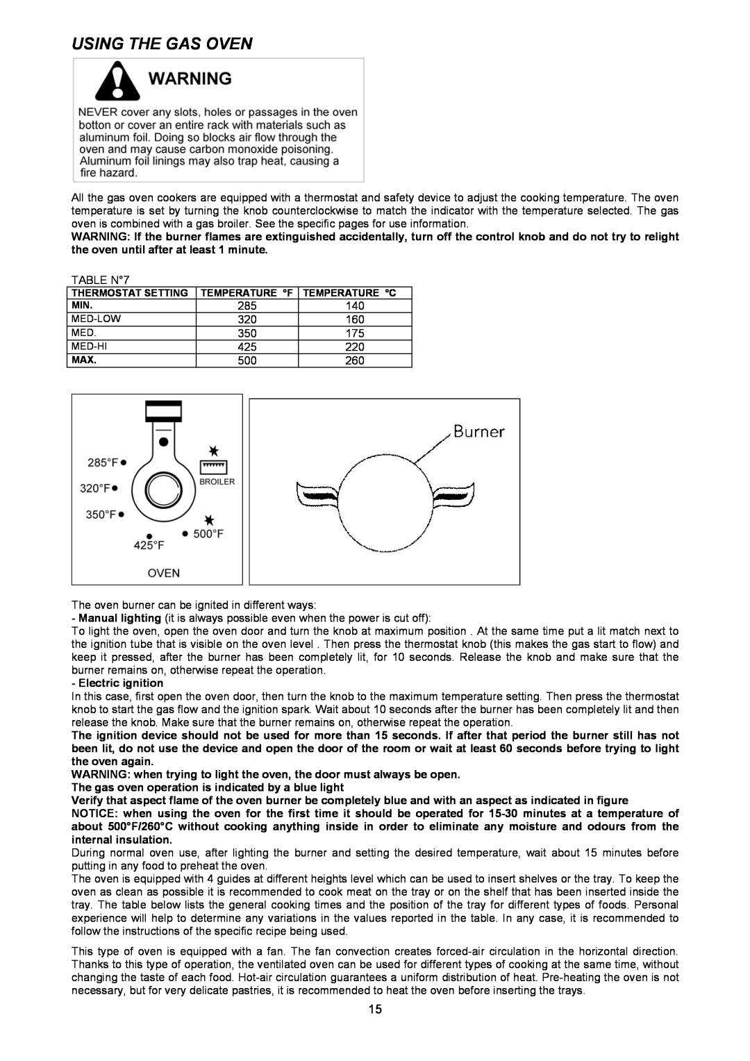 Bertazzoni X366GGVX (X36 6 00 X), X365GGVX (X36 5 00 X) manual Using The Gas Oven 