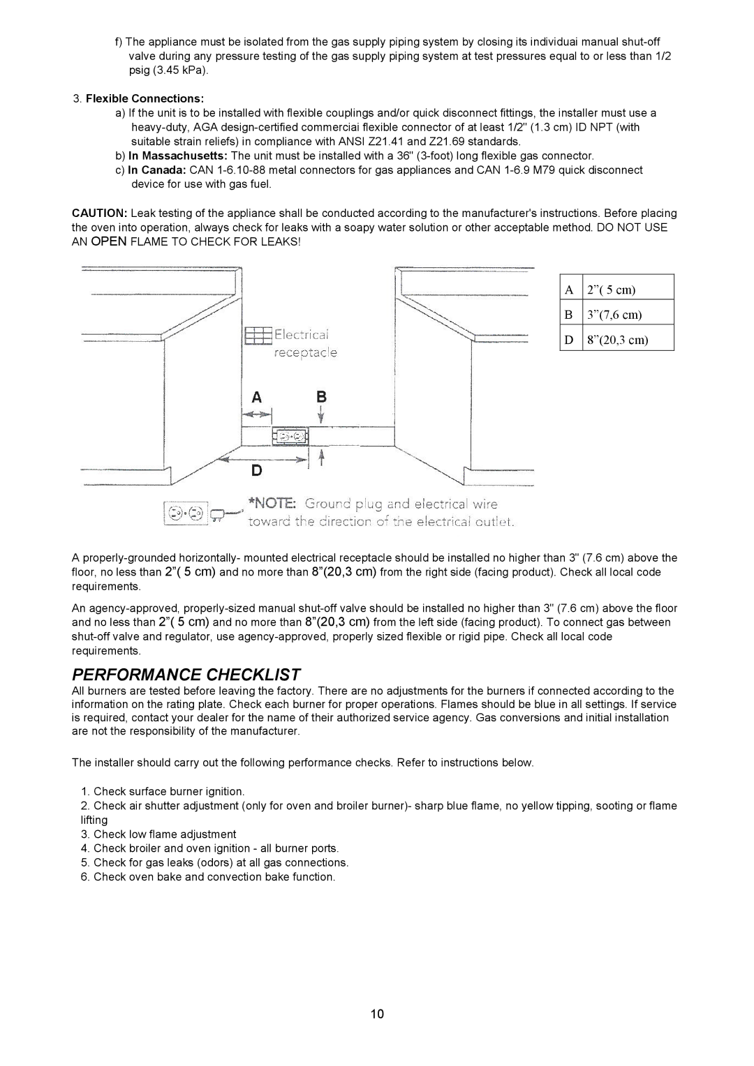 Bertazzoni X486GGGVX dimensions Performance CHECKLlST 