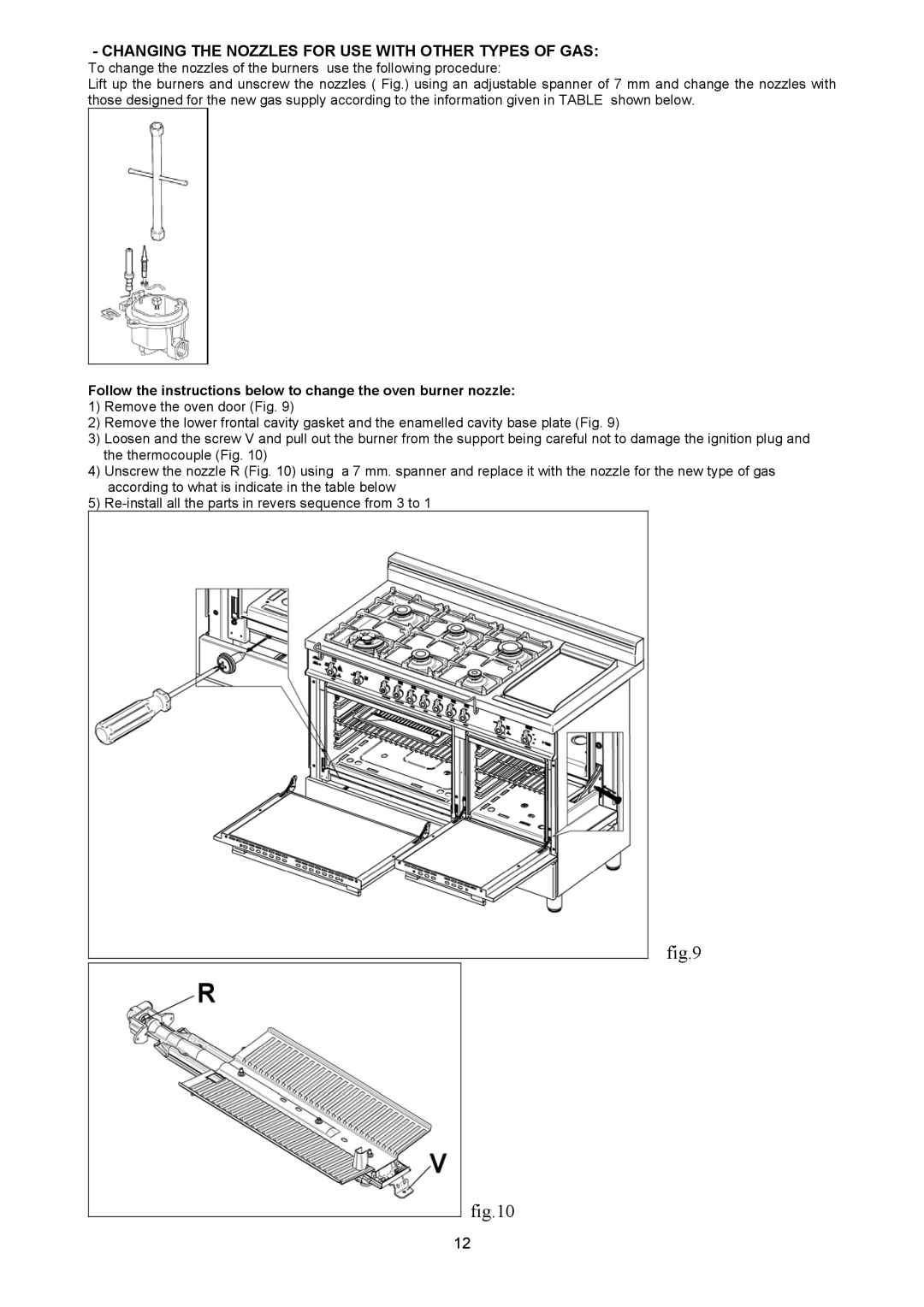 Bertazzoni X486GGGVX dimensions Changing the Nozzles for USE with Other Types of GAS 