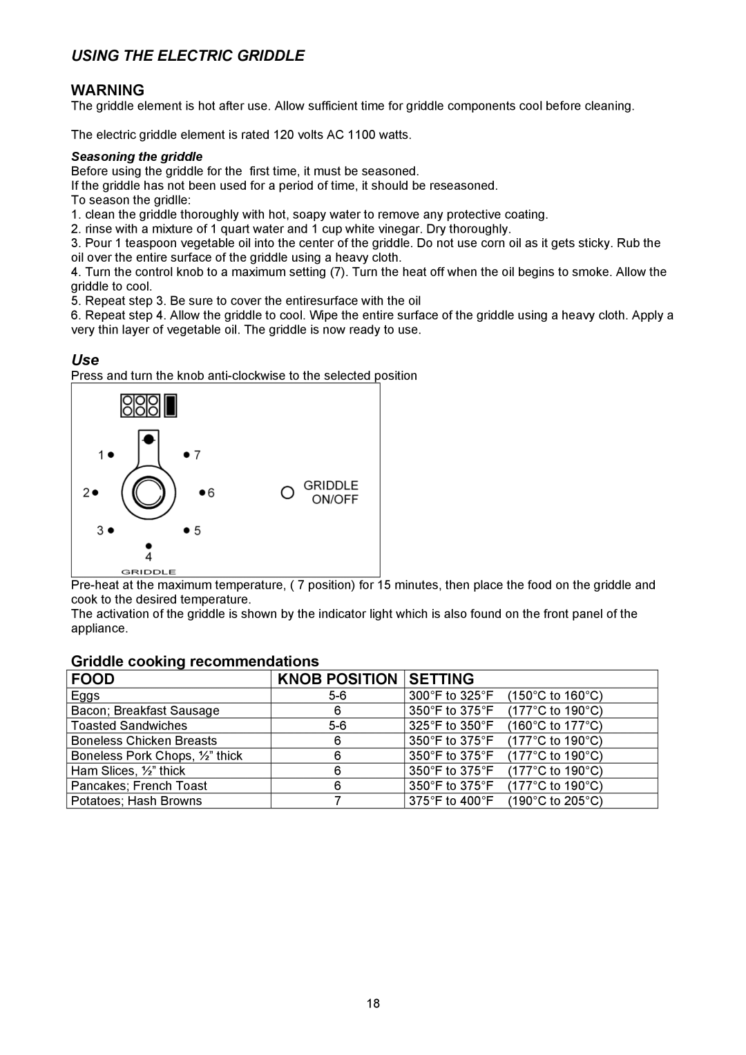 Bertazzoni X486GGGVX dimensions Using the Electric Griddle 