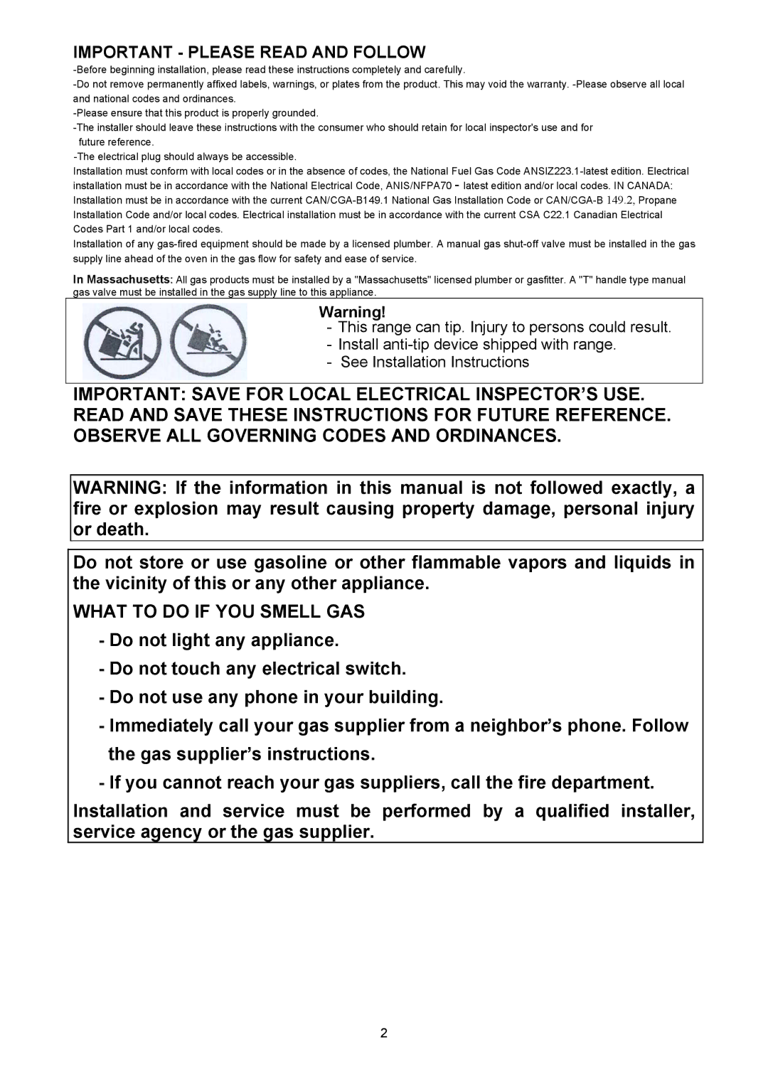 Bertazzoni X486GGGVX dimensions What to do if YOU Smell GAS 