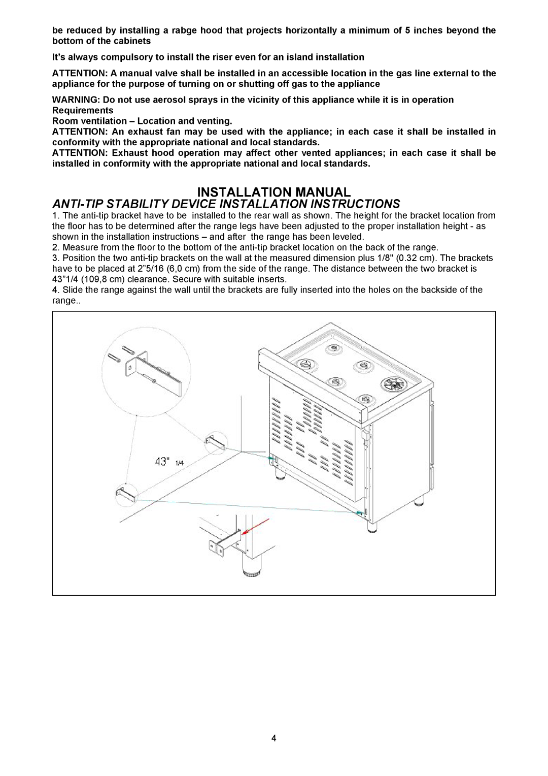 Bertazzoni X486GGGVX dimensions Installation Manual 