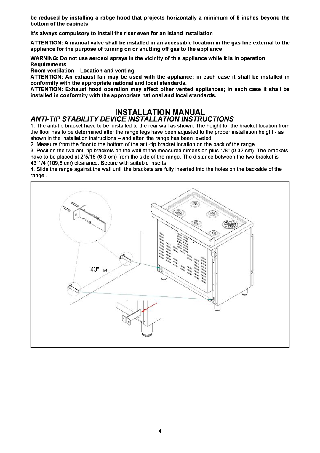 Bertazzoni X486GGGVX dimensions Installation Manual 