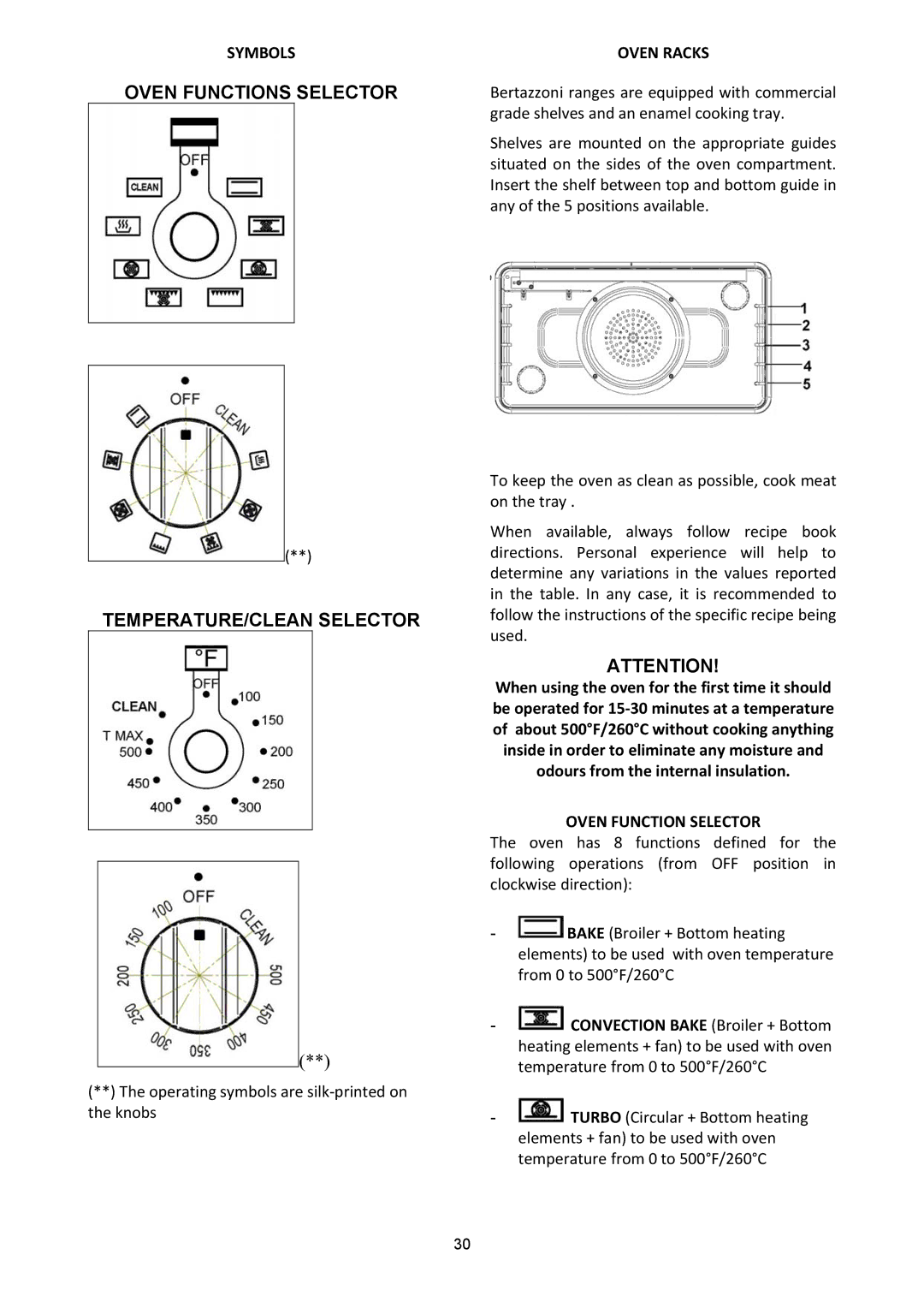 Bertazzoni X)486GPIRX, X)486GPIRVI, X)486GPIRBI, X)486GPIRVE, X)486GPIRBL, X)486GPIRNE, (A Oven Racks, Oven Function Selector 