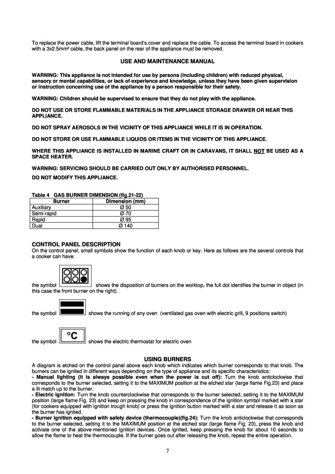 Bertazzoni X906MFE, X906GEV, X906 DUAL manual Use And Maintenance Manual, Control Panel Description, Using Burners 