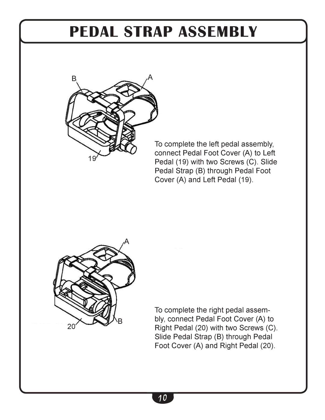 Best Fitness BFSB10 manual Pedal Strap assembly 