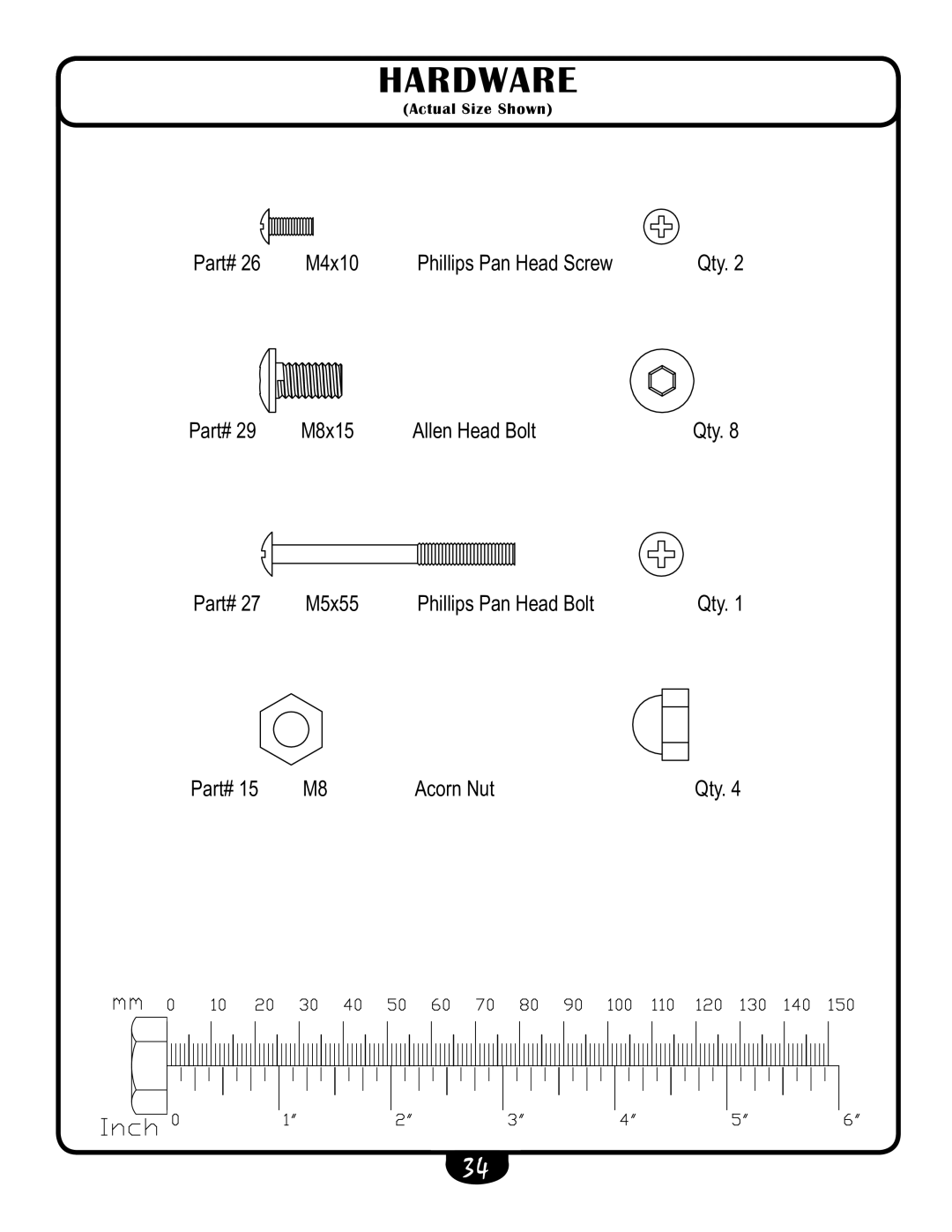 Best Fitness BFUB1 manual Hardware 