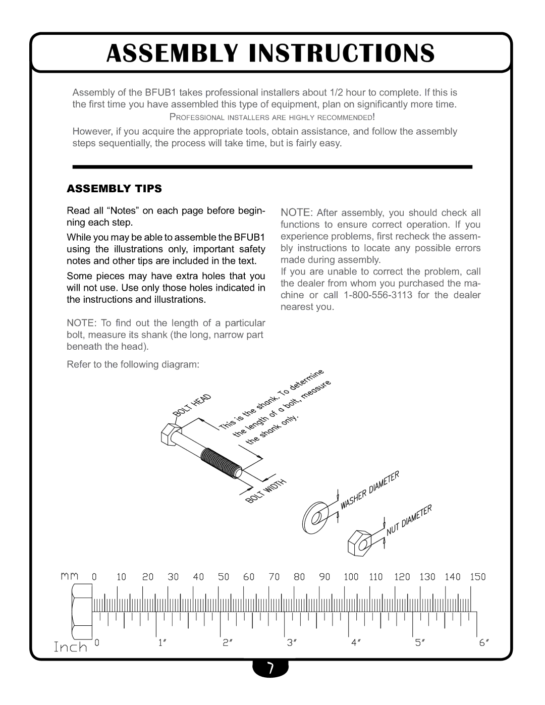 Best Fitness BFUB1 manual Assembly Instructions 