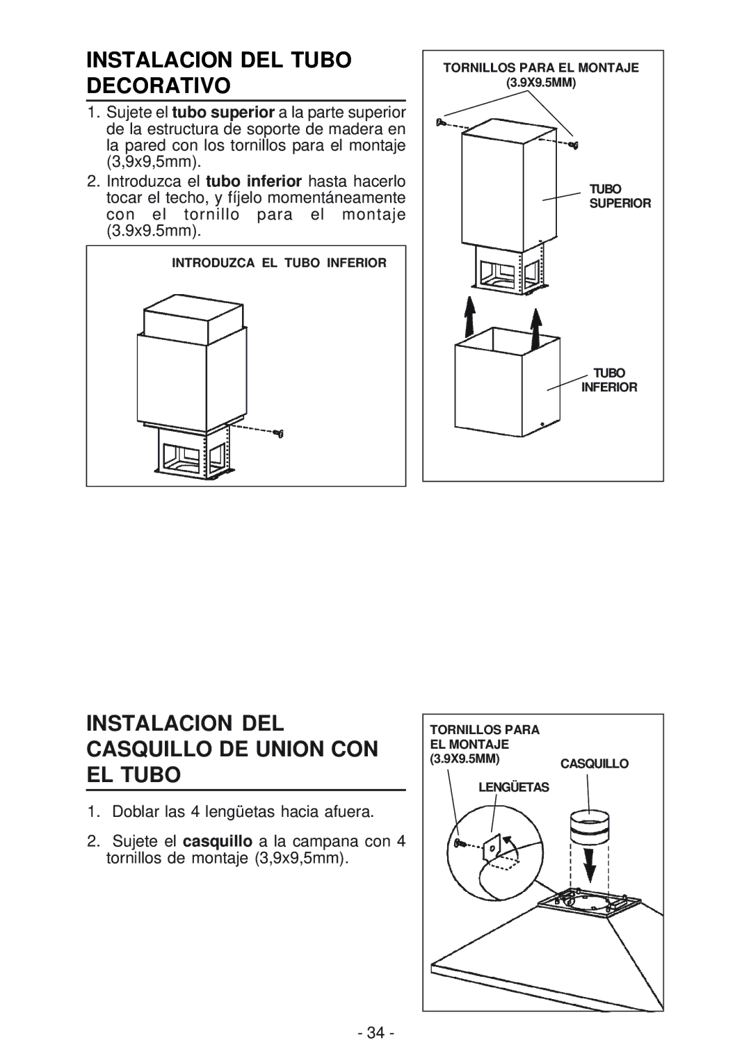 Best IEX42 manual Instalacion DEL Tubo Decorativo, Instalacion DEL Casquillo DE Union CON EL Tubo 