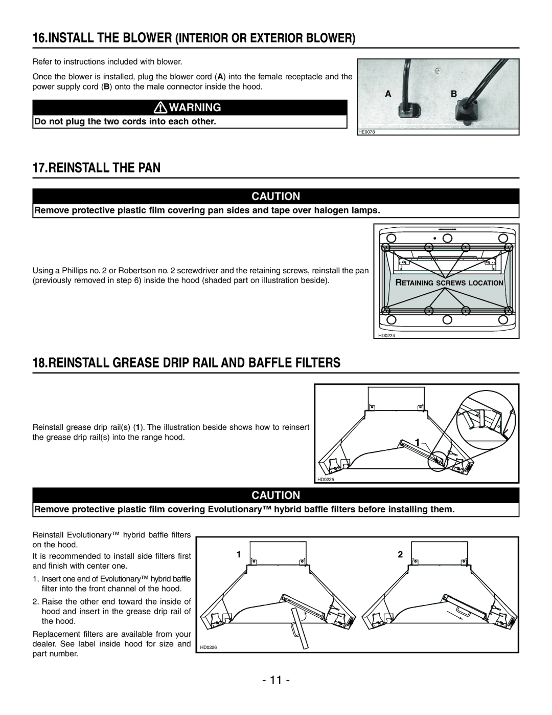 Best IP29M Series installation instructions Reinstall the PAN, Reinstall Grease Drip Rail and Baffle Filters 