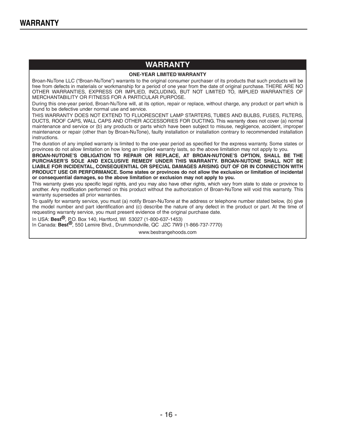 Best IP29M Series installation instructions ONE-YEAR Limited Warranty 