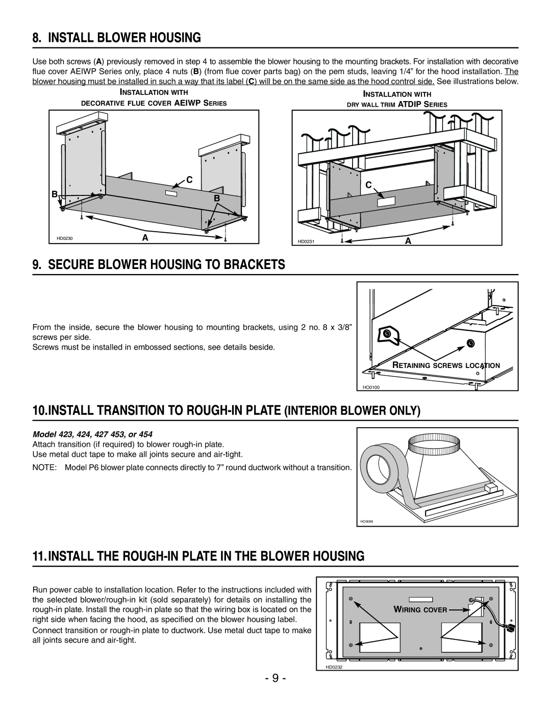 Best IP29M Series installation instructions Install Blower Housing, Secure Blower Housing to Brackets 