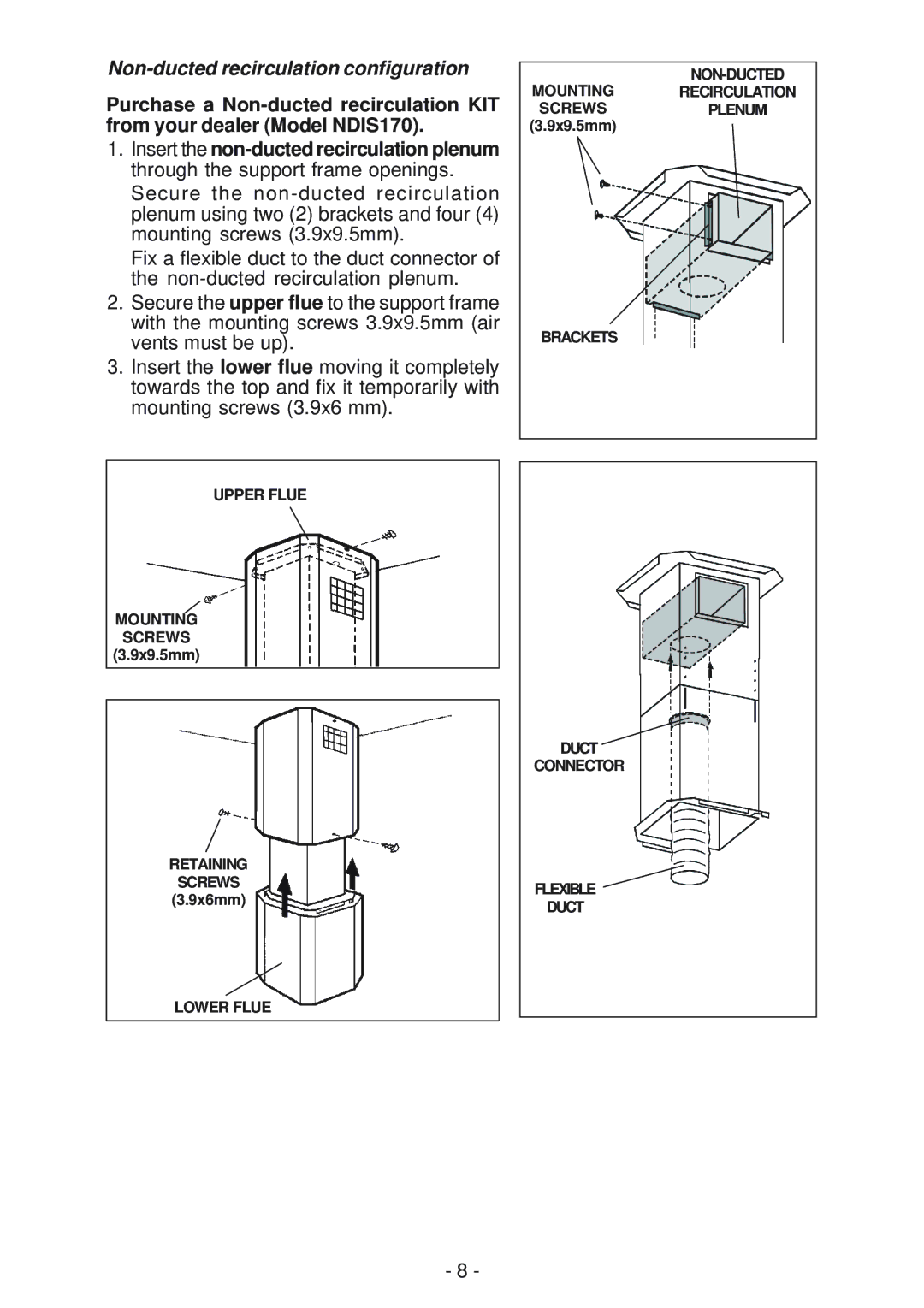 Best IS170 manual Non-ducted recirculation configuration 