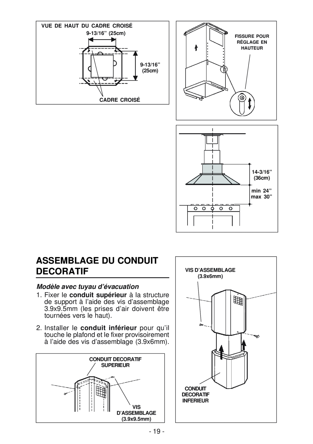 Best IS170 manual Assemblage Du Conduit Decoratif, Modèle avec tuyau d’évacuation, 25cm CADRE CROISÉ, 3.9x9.5mm 