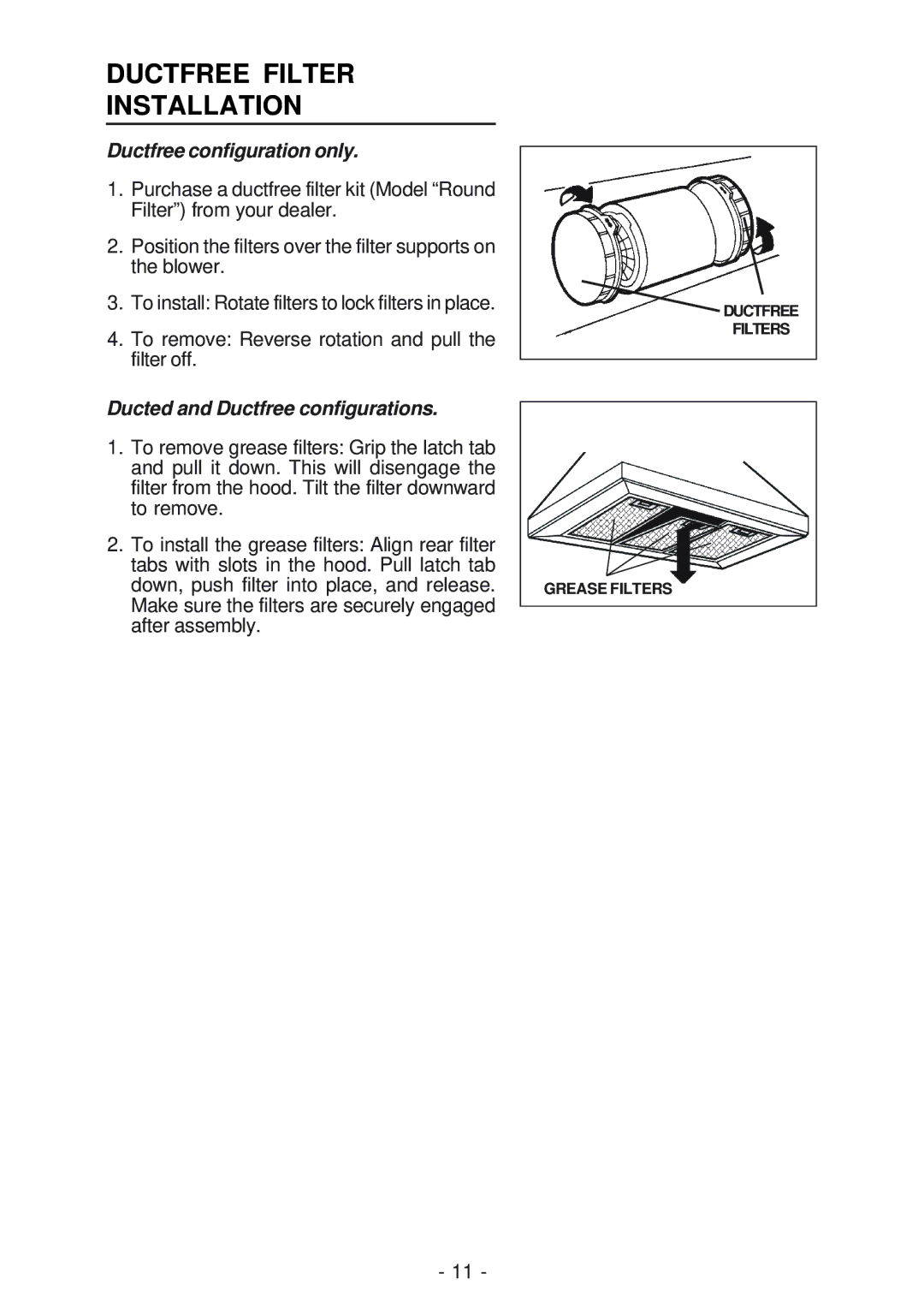 Best IS23 manual Ductfree Filter Installation, Ductfree configuration only 