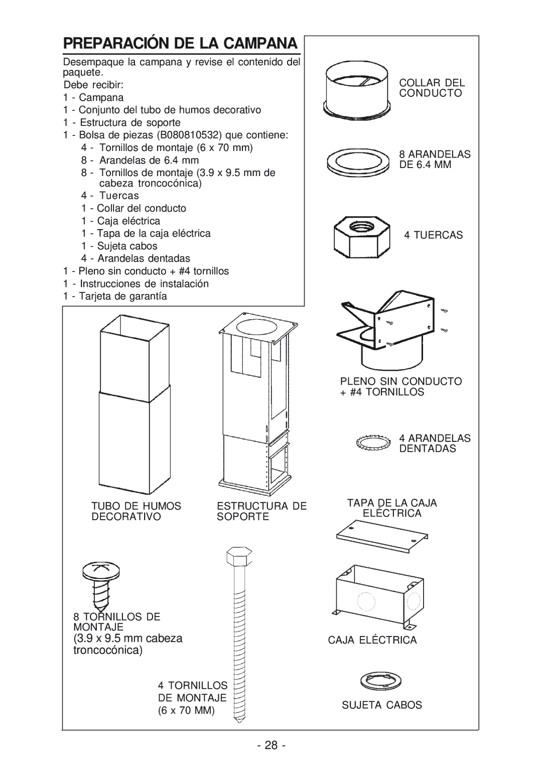 Best IS23 manual Preparación DE LA Campana, X 9.5 mm cabeza troncocónica 