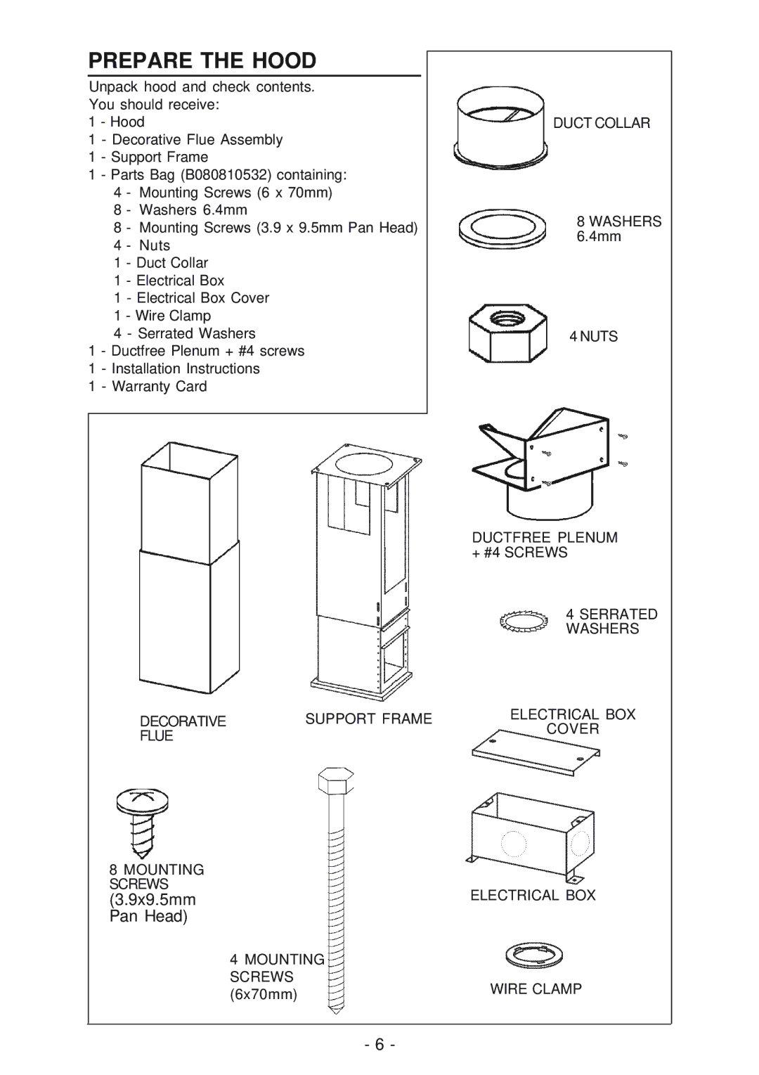 Best IS23 manual Prepare the Hood, 9x9.5mm Pan Head 