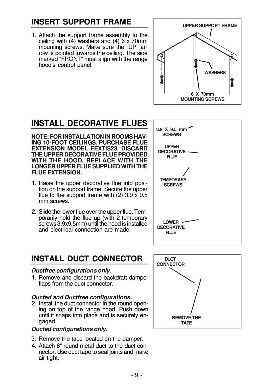 Best IS23 manual Insert Support Frame, Install Decorative Flues, Install Duct Connector, Ductfree configurations only 