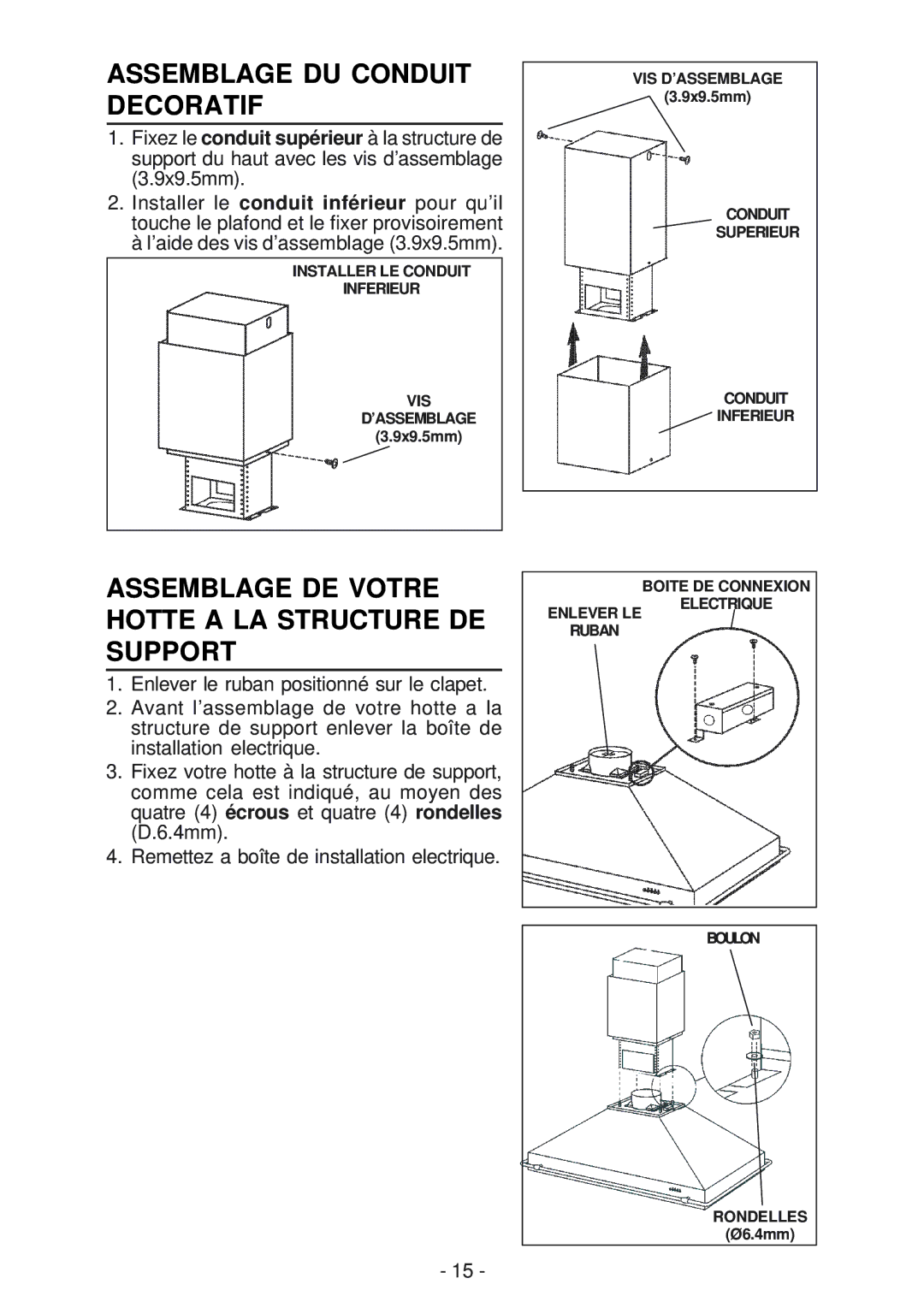 Best ISER222 manual Assemblage DU Conduit Decoratif, Assemblage DE Votre, Hotte a LA Structure DE Support 