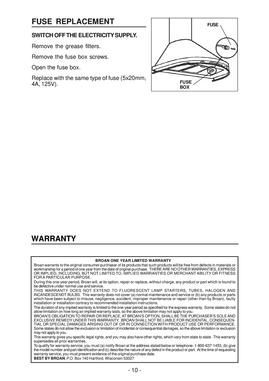 Best K15 manual Fuse Replacement, Warranty, Switch OFF the Electricity Supply 