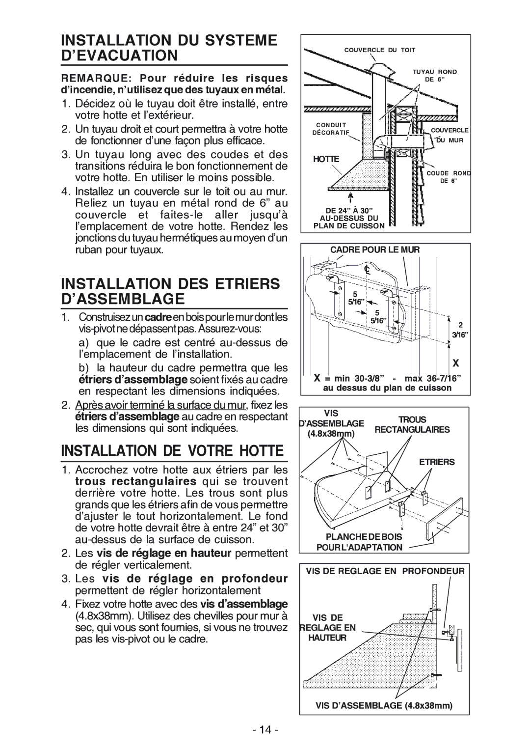 Best K15 manual Installation DU Systeme D’EVACUATION, Installation DES Etriers D’ASSEMBLAGE 