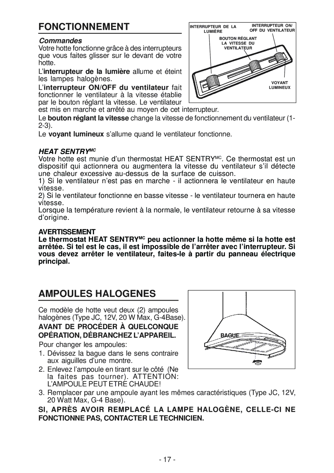 Best K15 manual Fonctionnement, Ampoules Halogenes, Commandes, Avertissement 