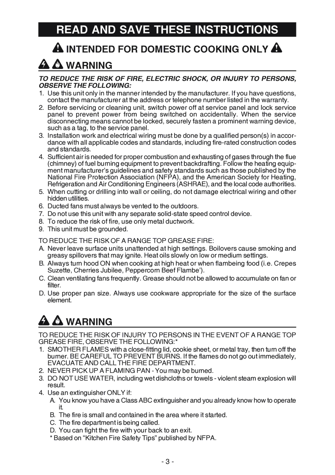 Best K15 manual Read and Save These Instructions, Intended for Domestic Cooking only ! Warning 