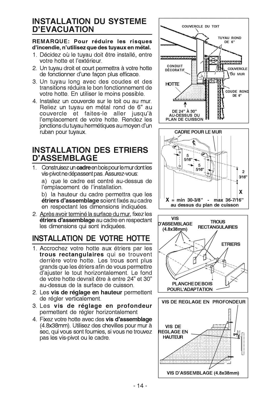Best K15 manual Installation Du Systeme D’Evacuation, Installation Des Etriers D’Assemblage, Installation De Votre Hotte 