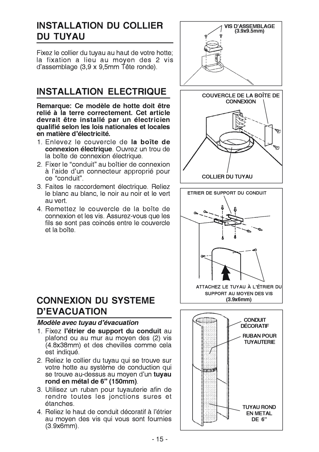 Best K15 manual Installation Du Collier Du Tuyau, Installation Electrique, Connexion Du Systeme D’Evacuation 