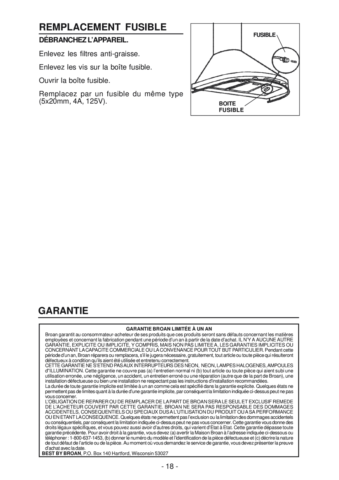 Best K15 manual Remplacement Fusible, Garantie, Débranchez L’Appareil, Fusible Boite Fusible 