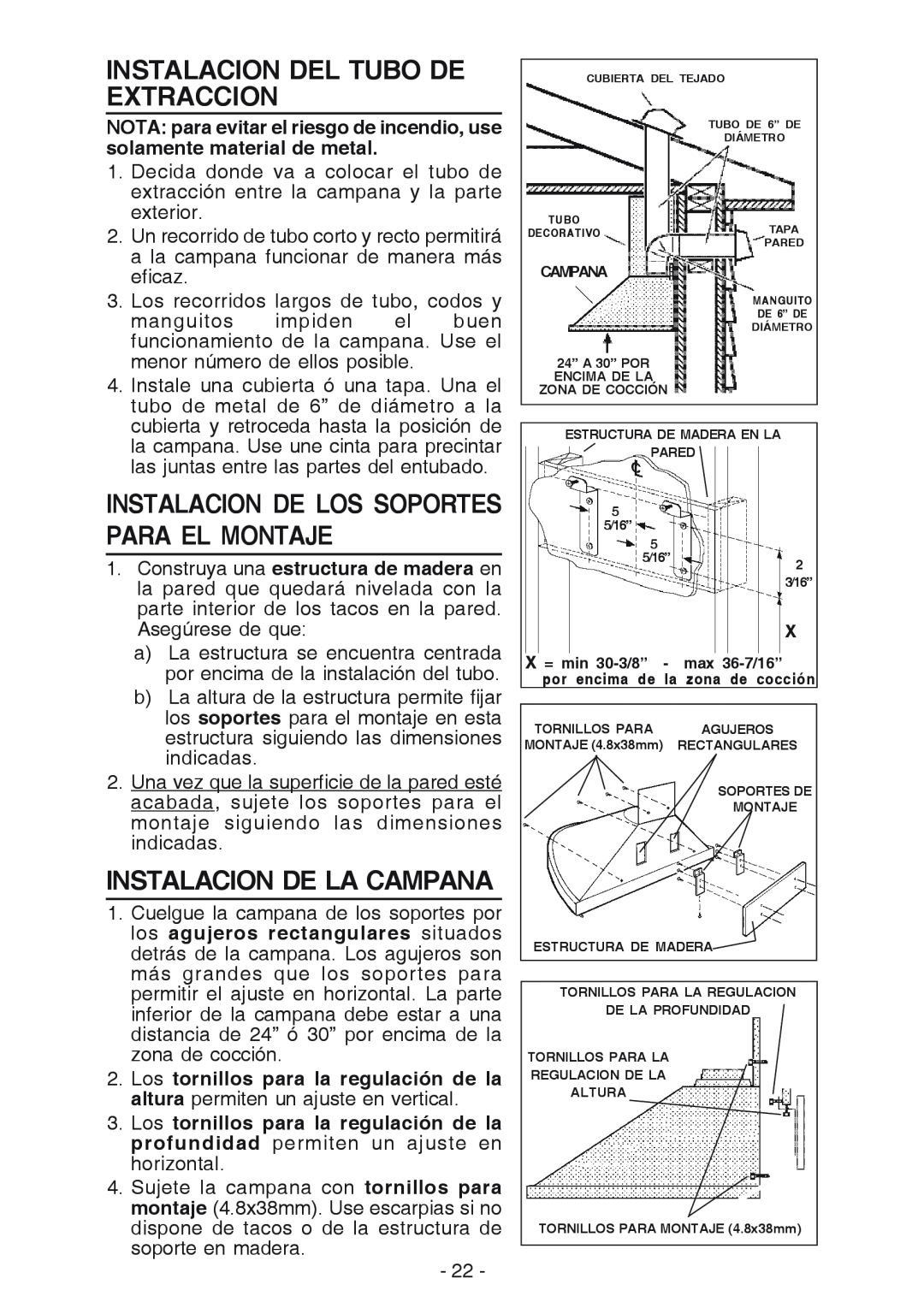 Best K15 manual Instalacion Del Tubo De Extraccion, Instalacion De La Campana, Instalacion De Los Soportes Para El Montaje 