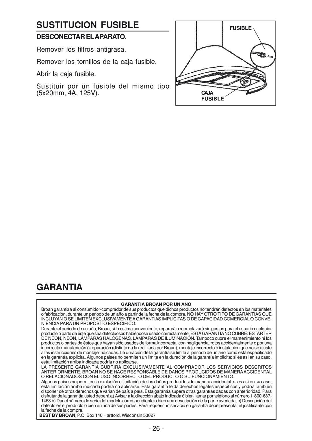 Best K15 manual Sustitucion Fusible, Garantia, Desconectar Elaparato, Fusible Caja Fusible 