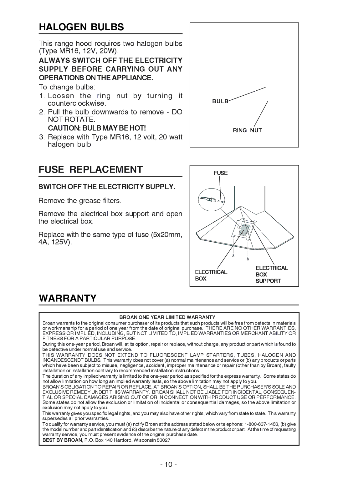 Best K30 manual Halogen Bulbs, Fuse Replacement, Warranty, Switch OFF the Electricity Supply 