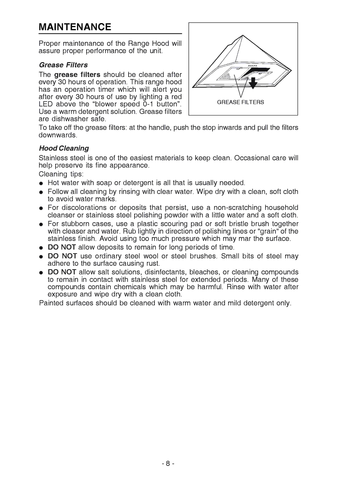 Best K30 manual Maintenance, Grease Filters, Hood Cleaning 