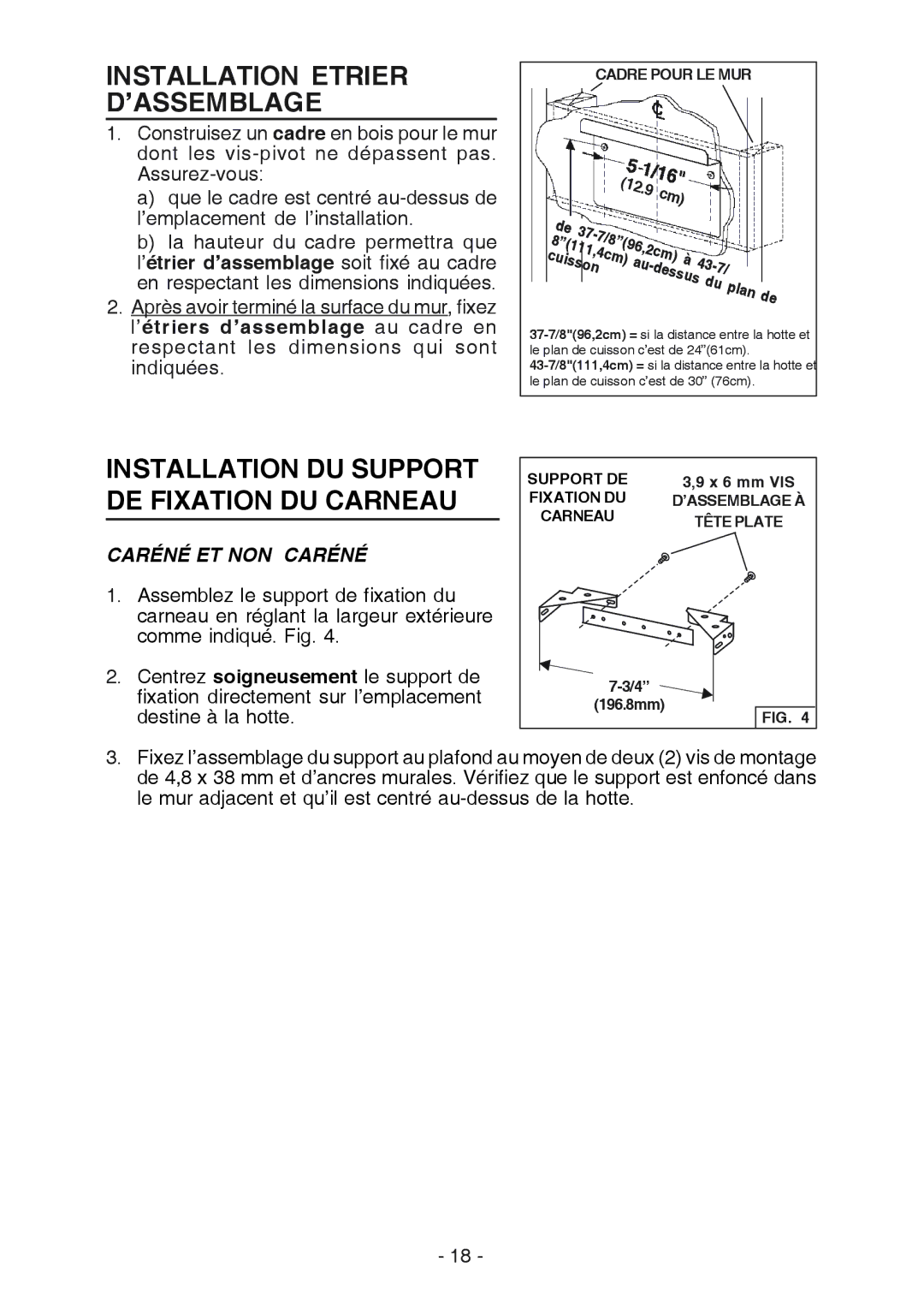 Best K3139 manual Installation Etrier D’ASSEMBLAGE, Installation DU Support DE Fixation DU Carneau, Caréné ET NON Caréné 