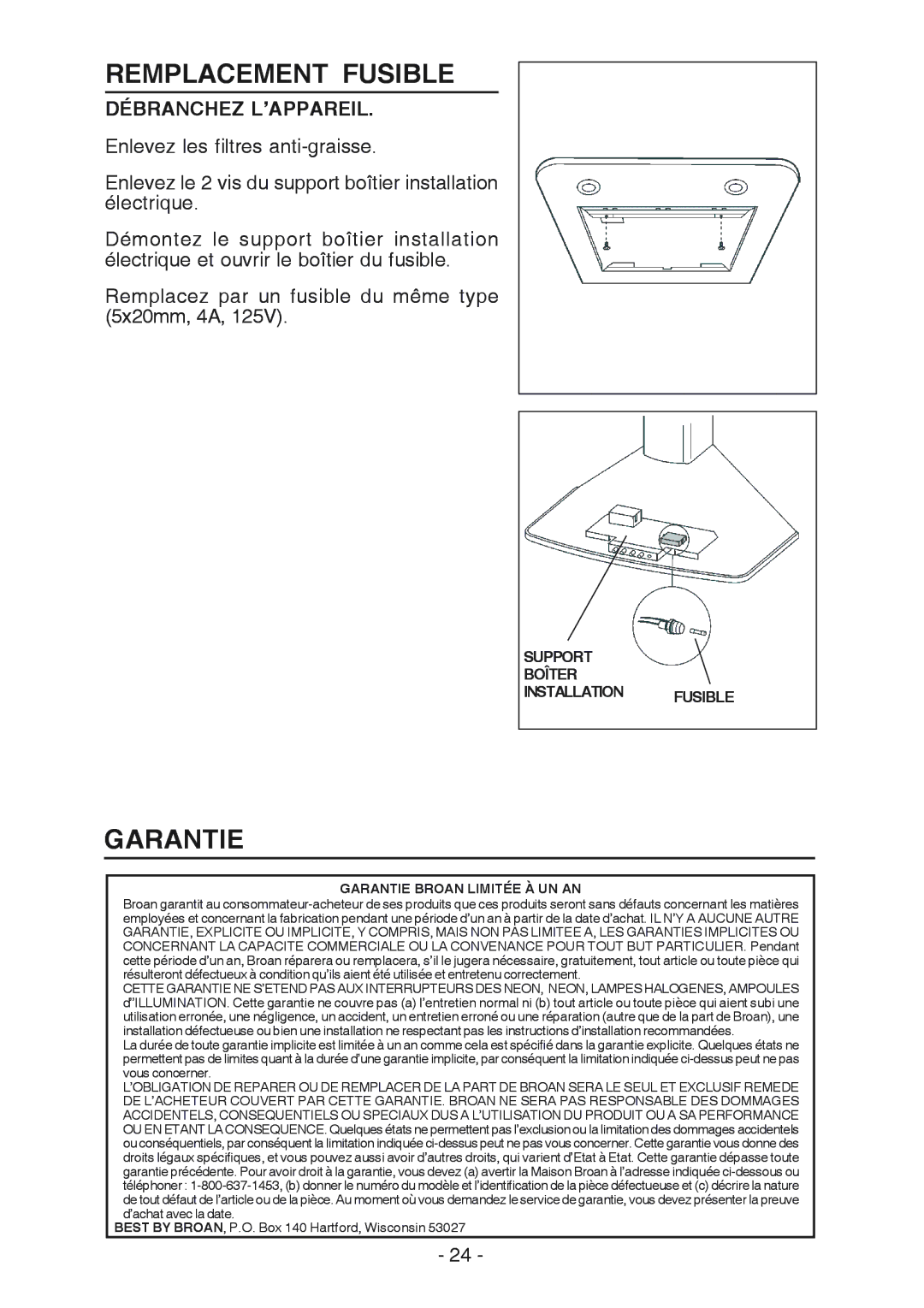 Best K3139 manual Remplacement Fusible, Garantie, Débranchez L’APPAREIL 