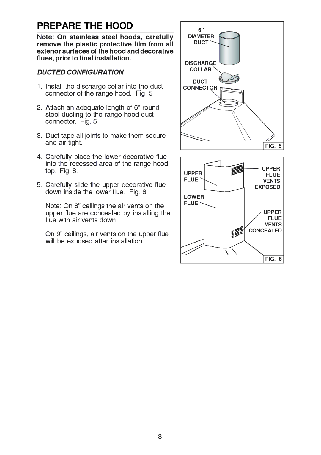 Best K3139 manual Prepare the Hood, Ducted Configuration 