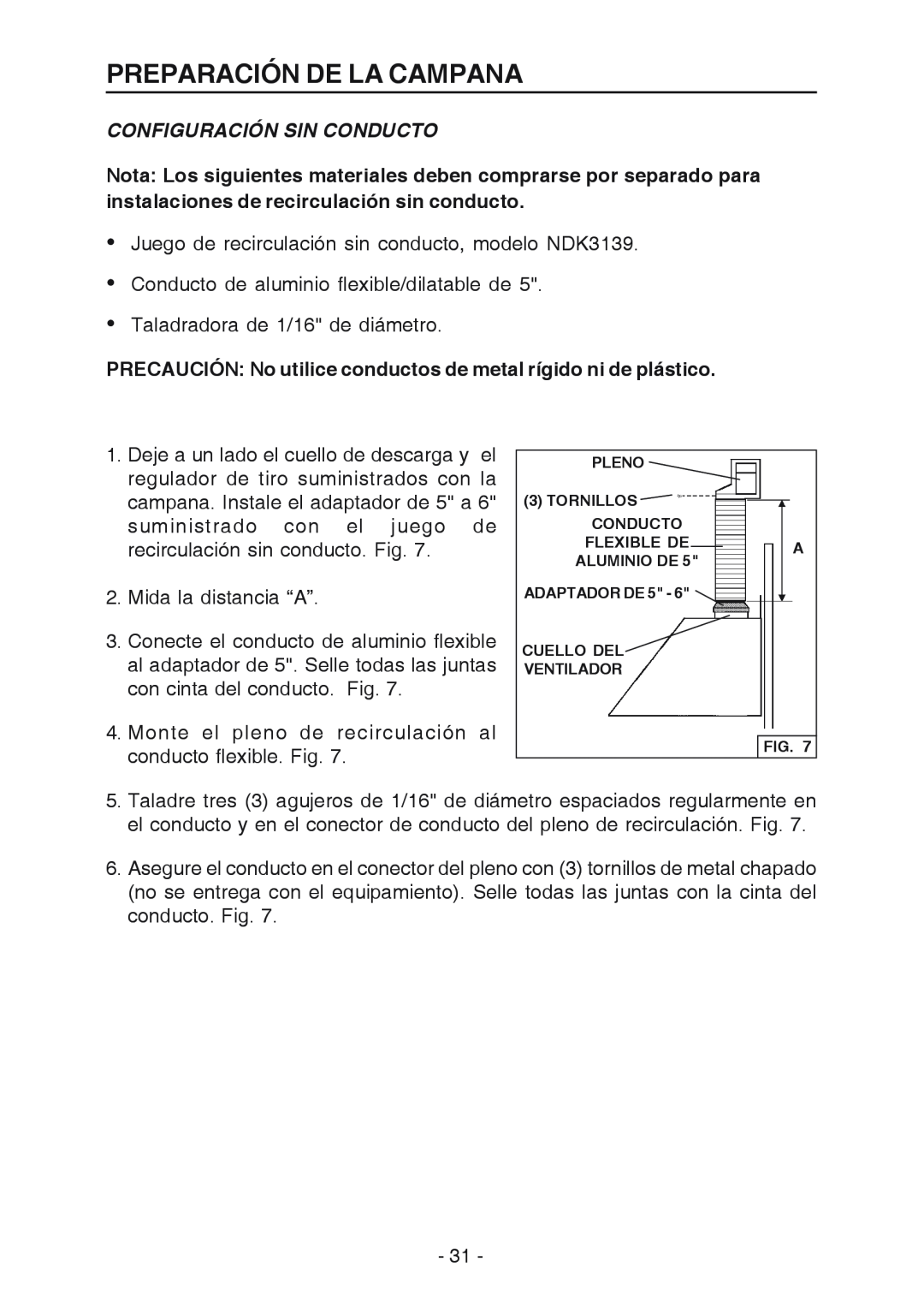 Best K3139 manual Configuración Sin Conducto, Preparación De La Campana 
