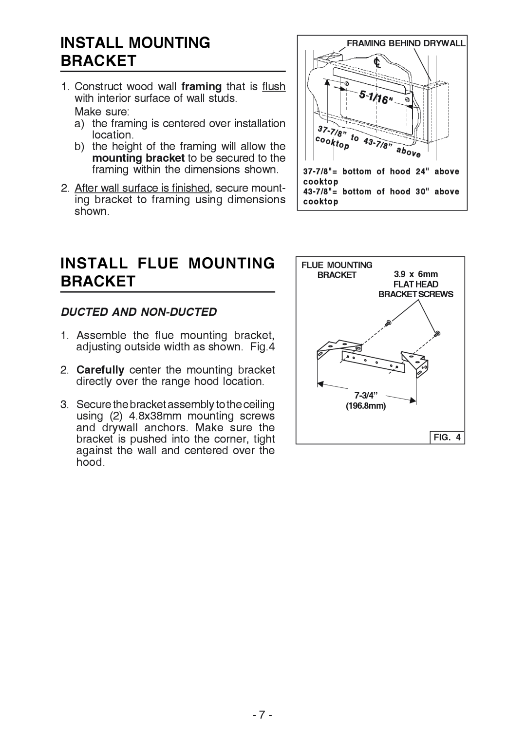 Best K3139 manual Install Mounting Bracket, Install Flue Mounting Bracket, Ducted And Non-Ducted 