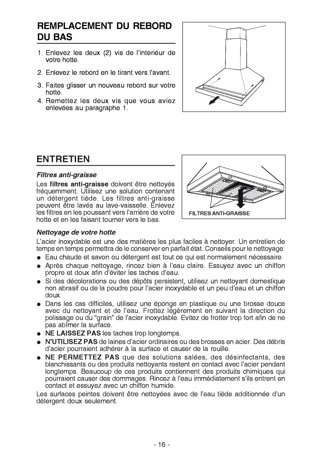 Best K42 manual Remplacement DU Rebord DU BAS, Entretien, Filtres anti-graisse, Nettoyage de votre hotte 