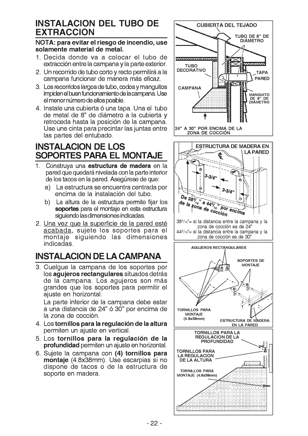 Best K42 manual Instalacion DEL Tubo DE Extraccion, Instalacion DE LA Campana 