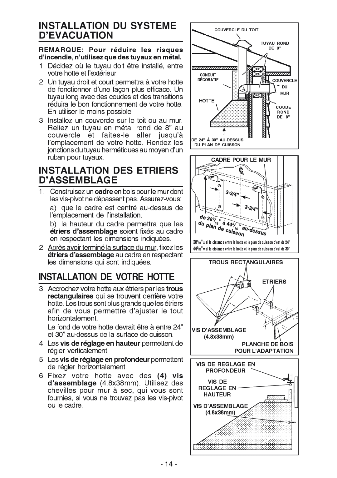 Best K42 manual Installation Du Systeme D’Evacuation, Installation Des Etriers D’Assemblage, Installation De Votre Hotte 