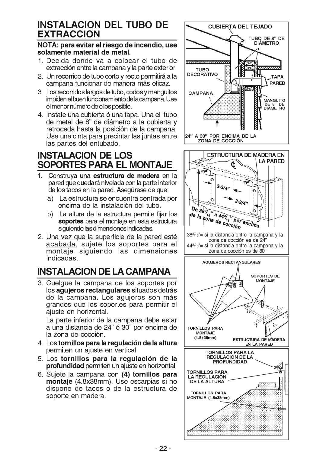 Best K42 manual Instalacion Del Tubo De Extraccion, Instalacion De La Campana, Instalacion De Los Soportes Para El Montaje 