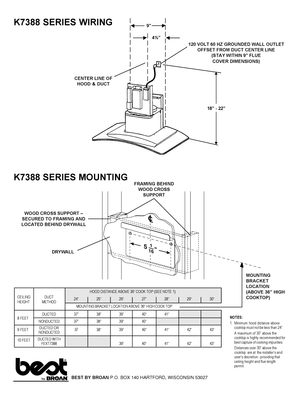 Best specifications K7388 Series Wiring, K7388 Series Mounting, Above 36 High, Cooktop 