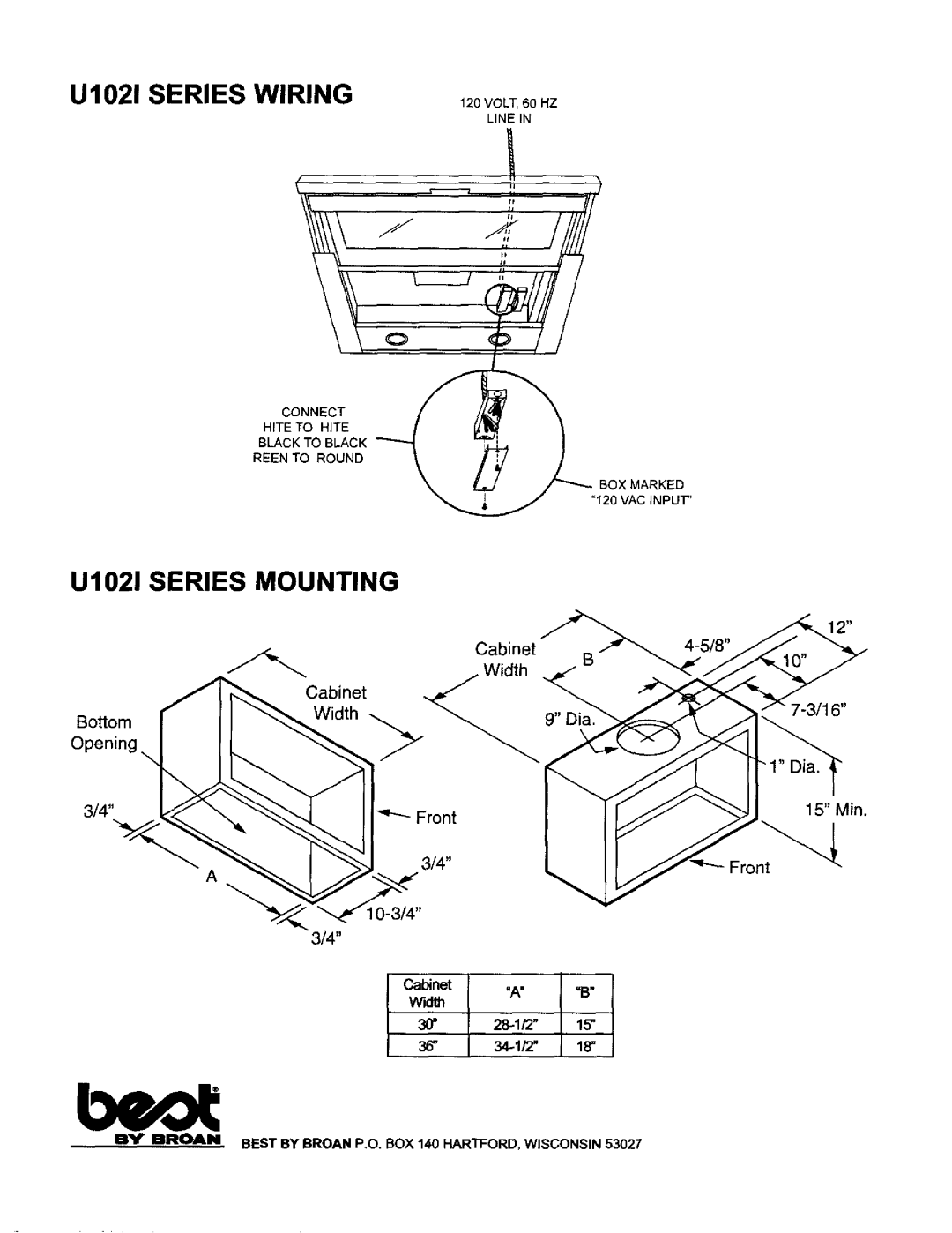 Best specifications U1021 Series Wiring, U1021 Series Mounting, Width, Bottom, Opening 